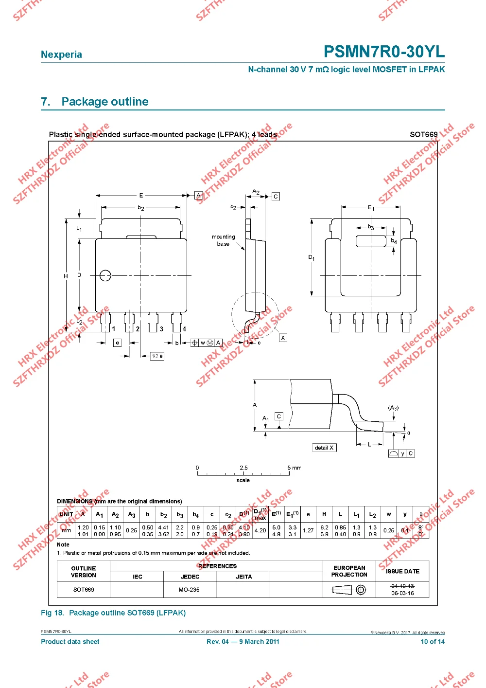 PSMN7R0-30YL 7R030 SOT669(LFPAK) PSMN7R0-30YL, 115 LFPAK56-4 SOT-669 MOSFET