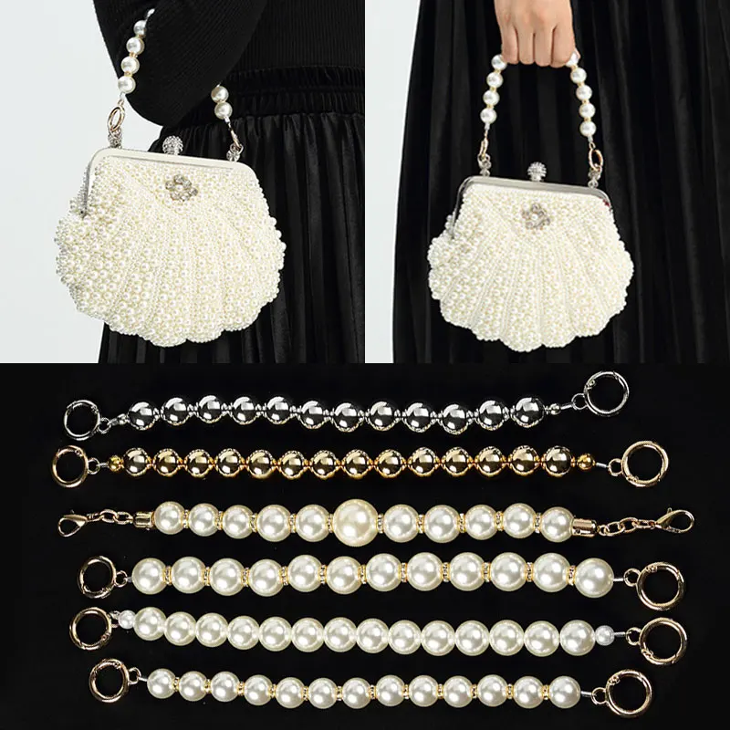 

Faux Pearl Beaded Women Handbag Handle DIY Mobile Phone Chain Armpit Bag Strap Highlight Pearl Elegant Lady Bag Accessories