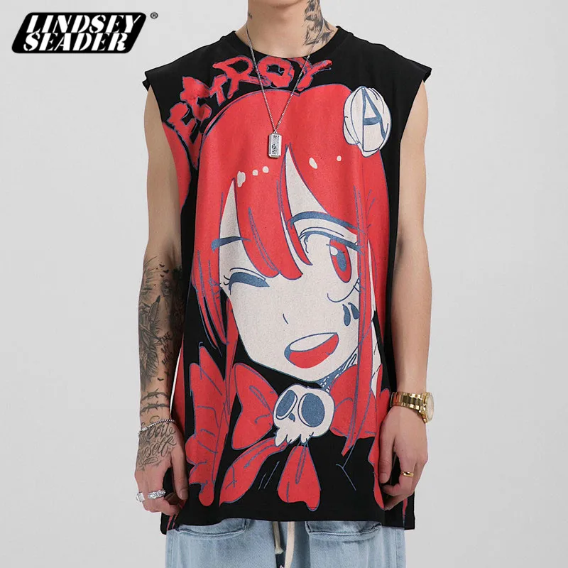 Футболка мужская длинная в стиле хип-хоп с мультяшным принтом | Мужская одежда