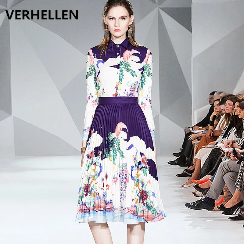 Женское платье с винтажным принтом VERHELLEN подиумное высокого качества весна 2020