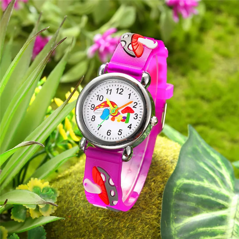 

2020 Factory Wholesale Children's Watch 3D Cartoon Mushroom Silicone Strap Life Waterproof Sports Kids Watches Boys Girls Clock