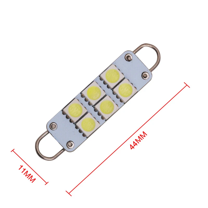 1 гирлянда 44 мм светодиодная лампа 5050 6SMD белая 12 В купольная для двойного дугового