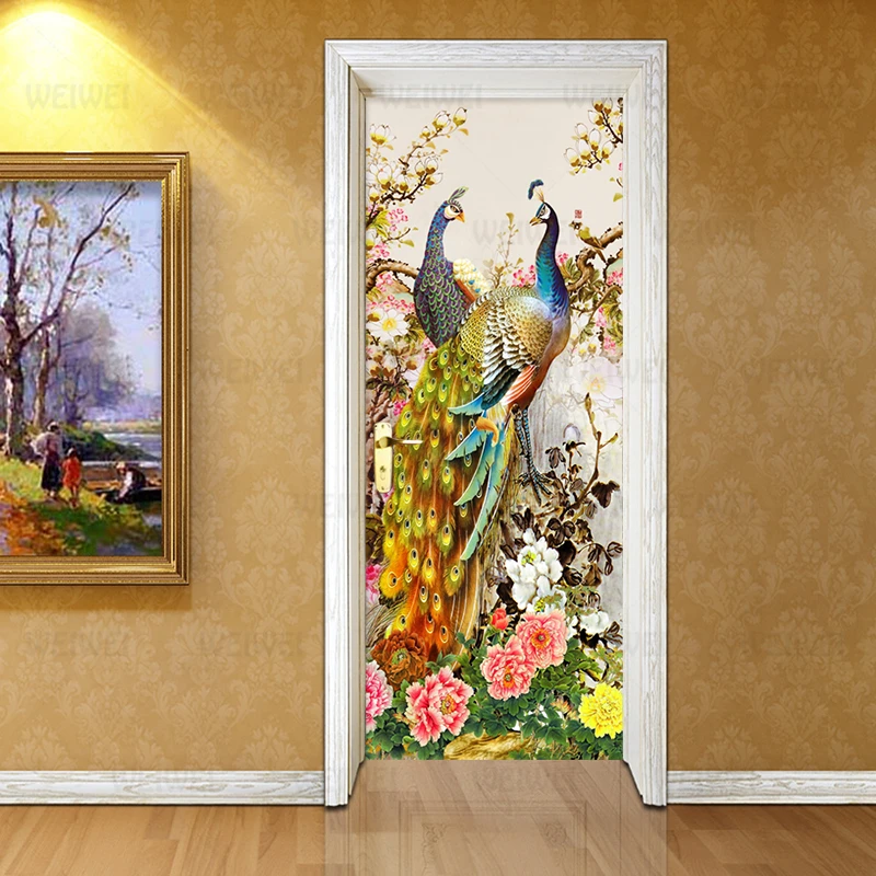 Настенная Наклейка на дверь в китайском стиле настенная Водонепроницаемая