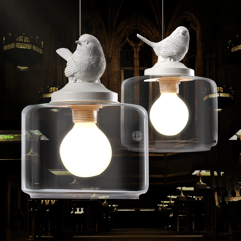 

Energy Saver-Modern simplicity retro art Glass Pendant Lights Creative personality bird lamp Cafe restaurant den bar Lighting