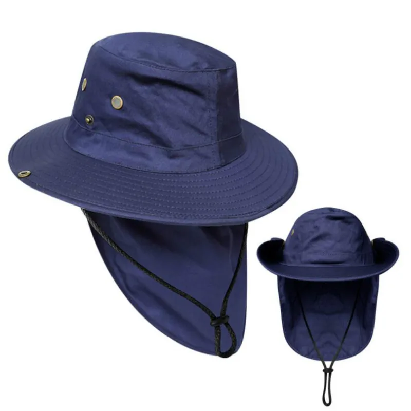 Панама с ремешком для защиты от ультрафиолета шляпа широкими полями шеи отдыха