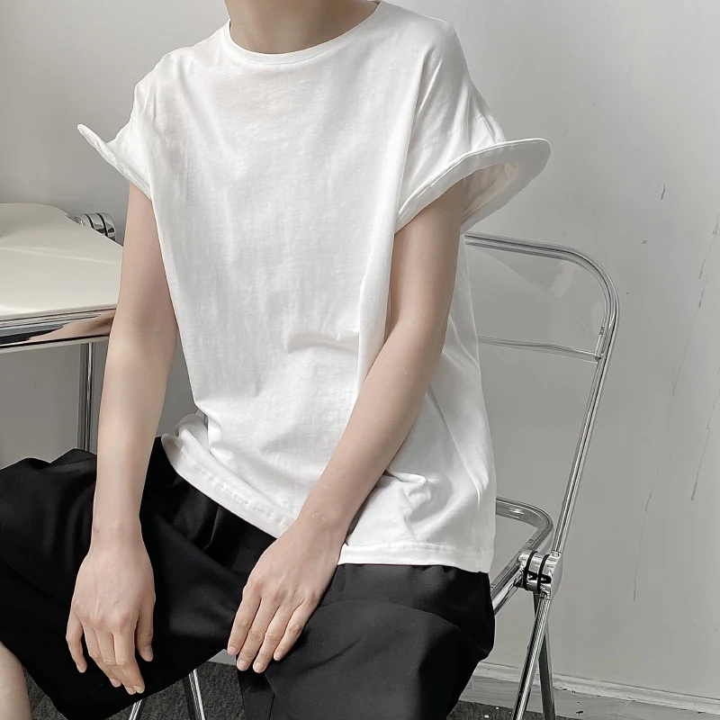 

XITAO Simple O Neck Collar Solid Color T-shirt Summer New Short Sleeve Loose Concise Style Fashion All-match Women Top WMD0480