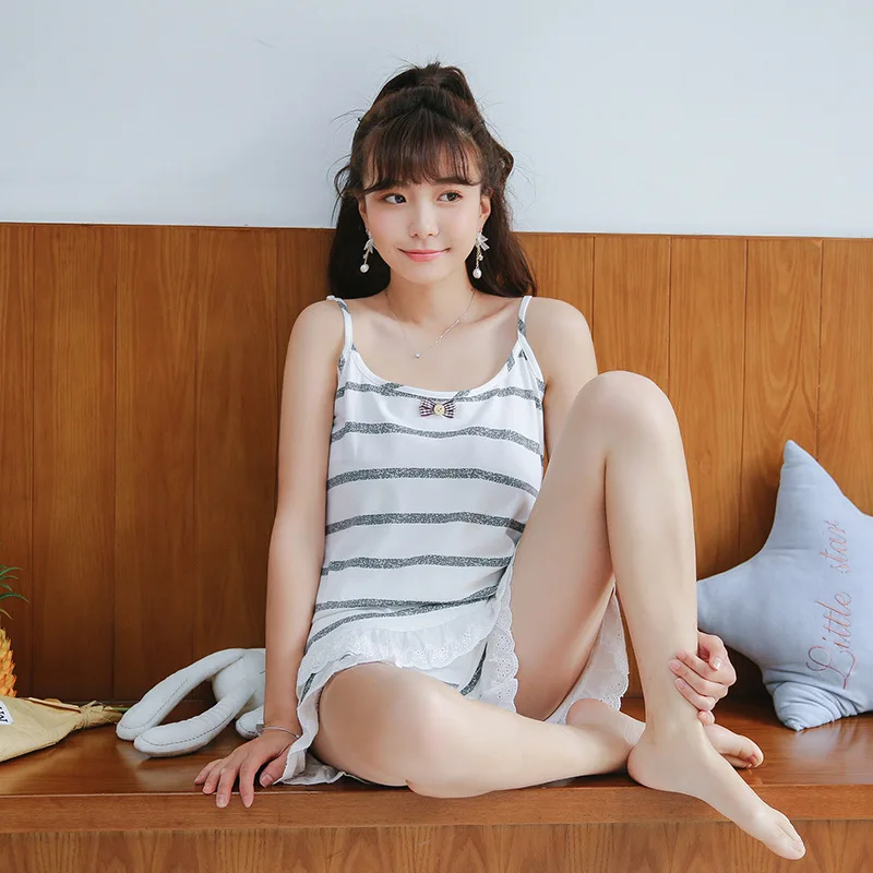 Дышащая комфортная летняя Хлопковая пижама Милая Сексуальная женская без