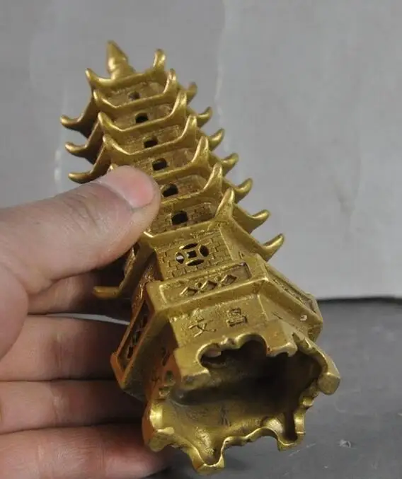 6 &quotChina Chinese храм тибетского буддизма brass ступа башня Статуя пагоды|Статуи и