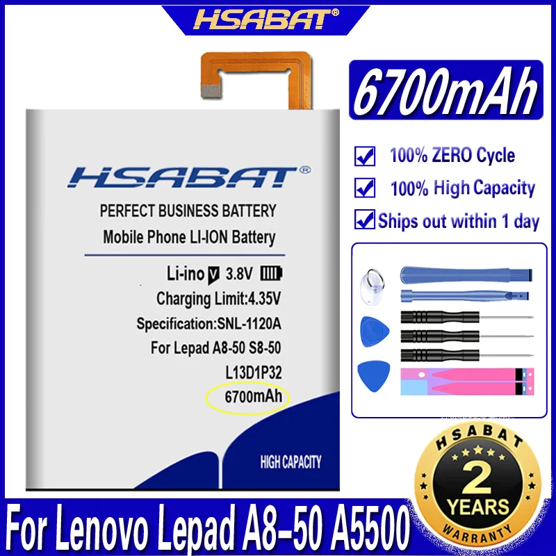 HSABAT L13D1P32 6700 мАч аккумулятор для Lenovo Lepad A8 50 A5500 S8 Tab 3 8 дюймов|Аккумуляторы