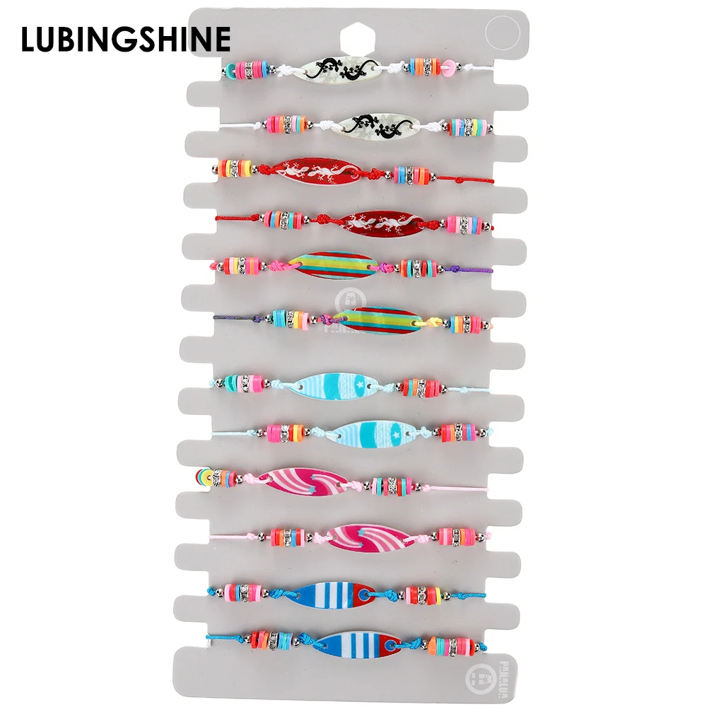 

Handmade Braided Bracelet Set 12pcs Bohemia Colorful Geometric Charm Bracelets For Women Girl Adjustable Jewelry pulseras mujer
