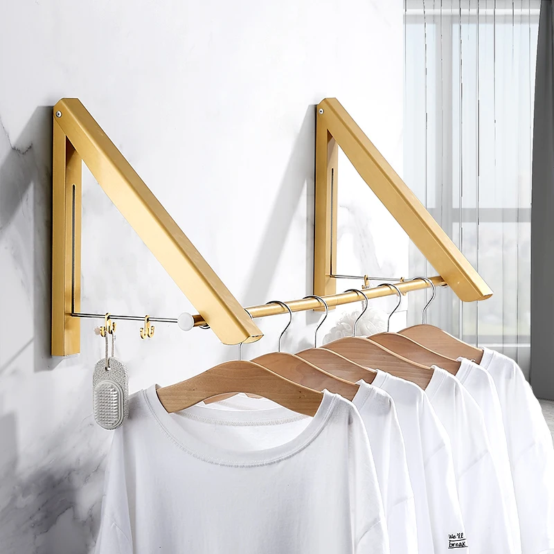

Portable Hanger Balcony Clothes Rack Wall Mount Indoor Bathroom Folding Home Clothes Hanger Indoor Cabide Home Storage BJ50YJ