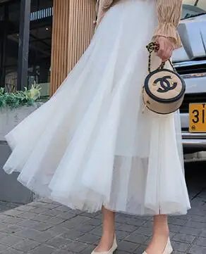 Beige Длинное Тюлевая юбка элегантный принцесса фея Стиль пачка винтажная Юбка Bouffant Паффи сетка; с высокой талией длинная юбка(mm7001 - Color: Beige
