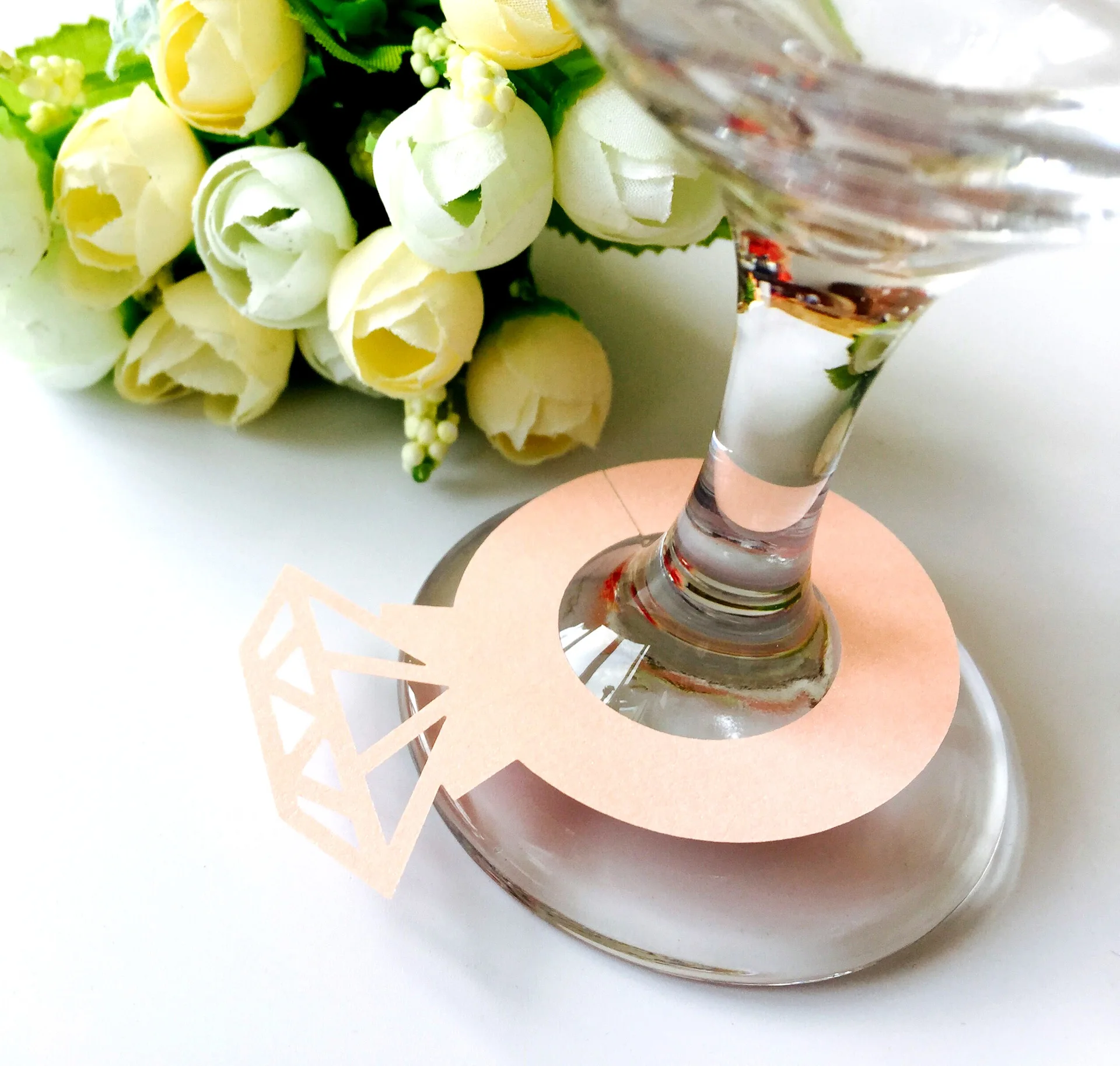 10 шт. свадебные Украшение стола карты кольцо с бриллиантом бокалы лазерная резка