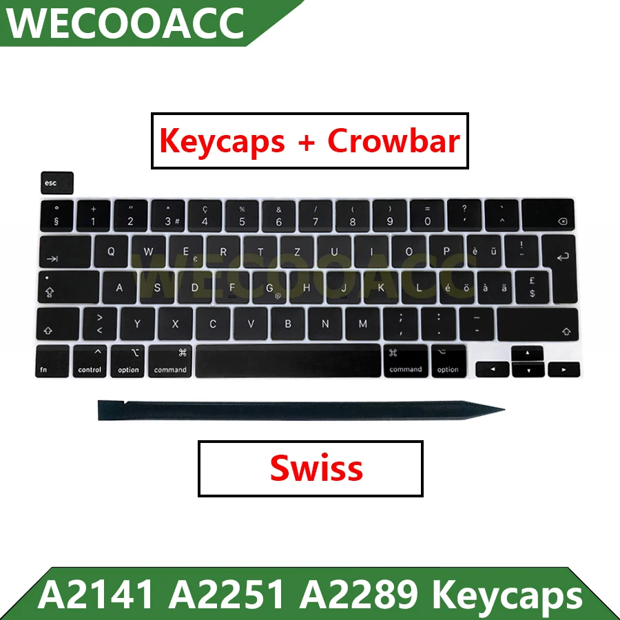 

New Keycaps Key Cap Swiss for Apple Macbook Pro Retina 13" 16" A2141 A2289 A2251 Keycap 2019 2020 Year