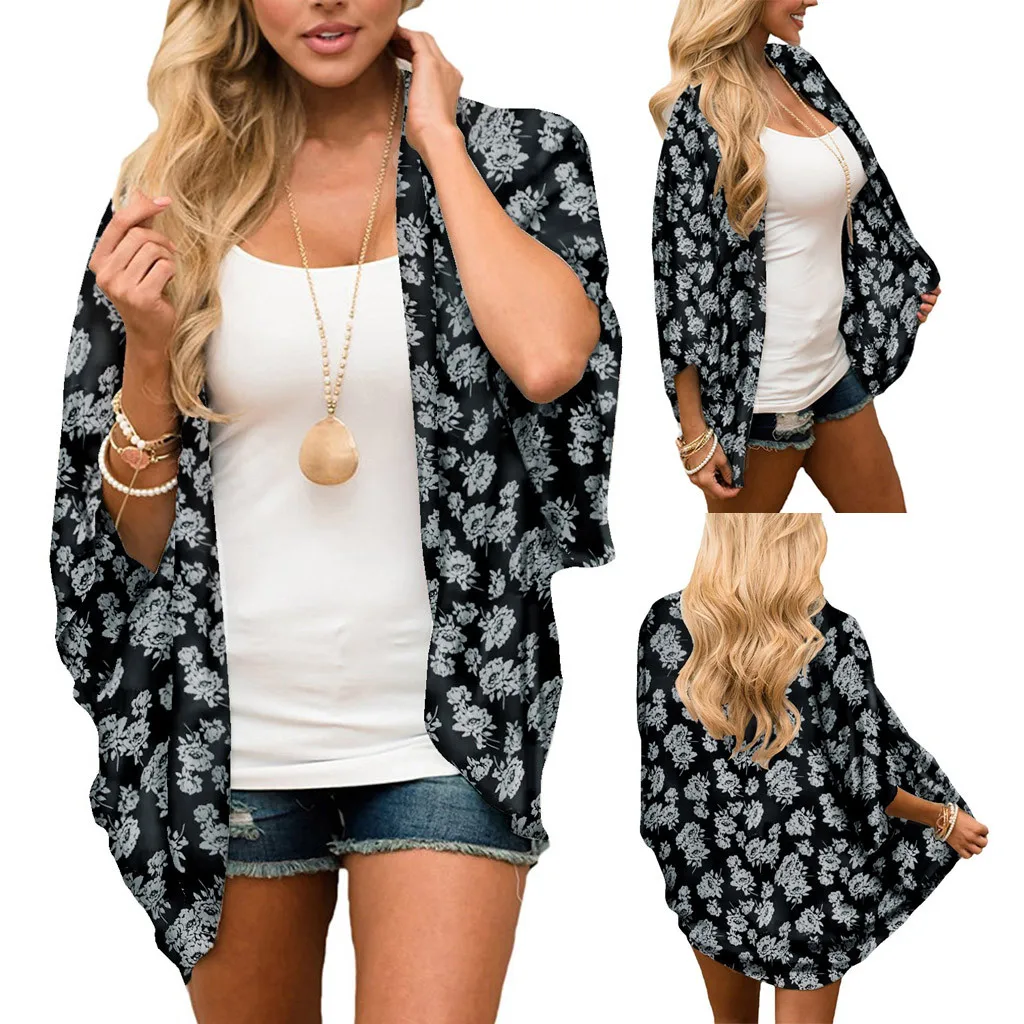 Женская блузка с цветочным принтом повседневная свободная туника женская