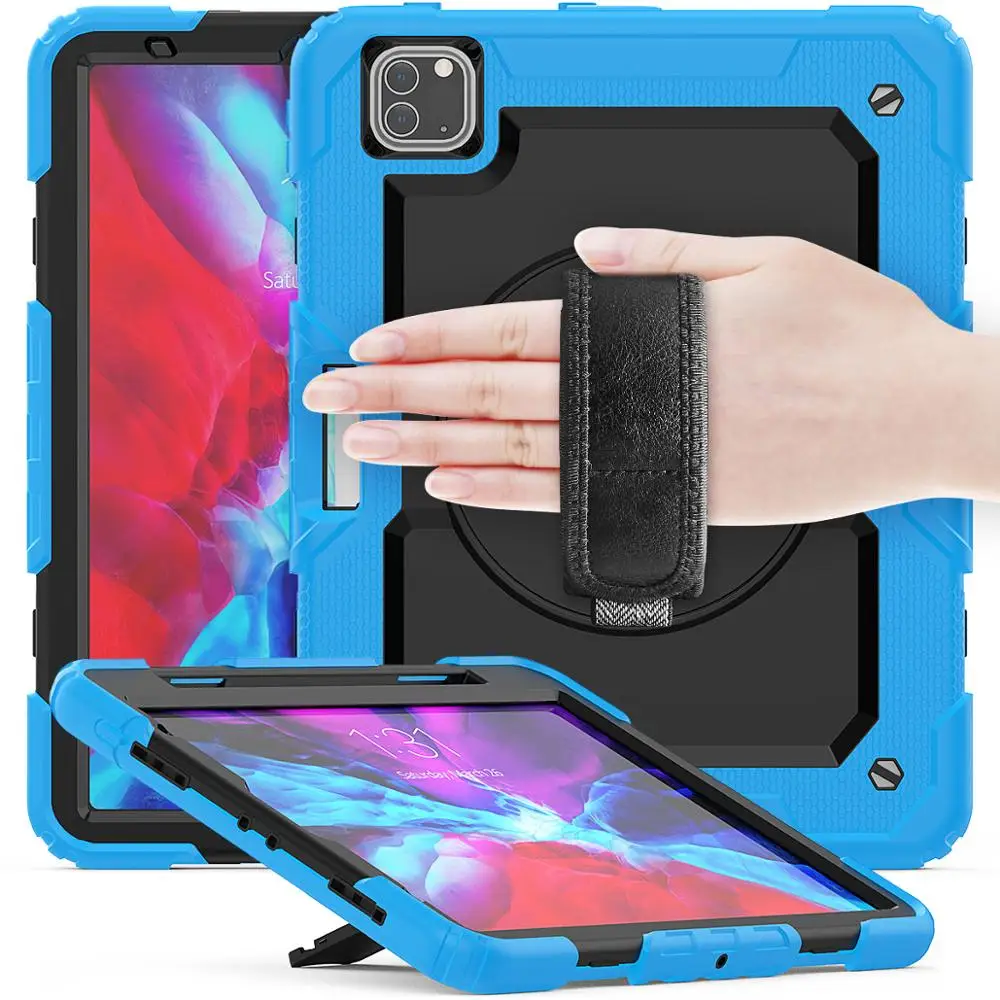 

For iPad Pro 12.9 Case 2020/2018 with Pencil Holder 360 Rotating Heavy Duty Shockproof Case with Stand Shoulder Strap