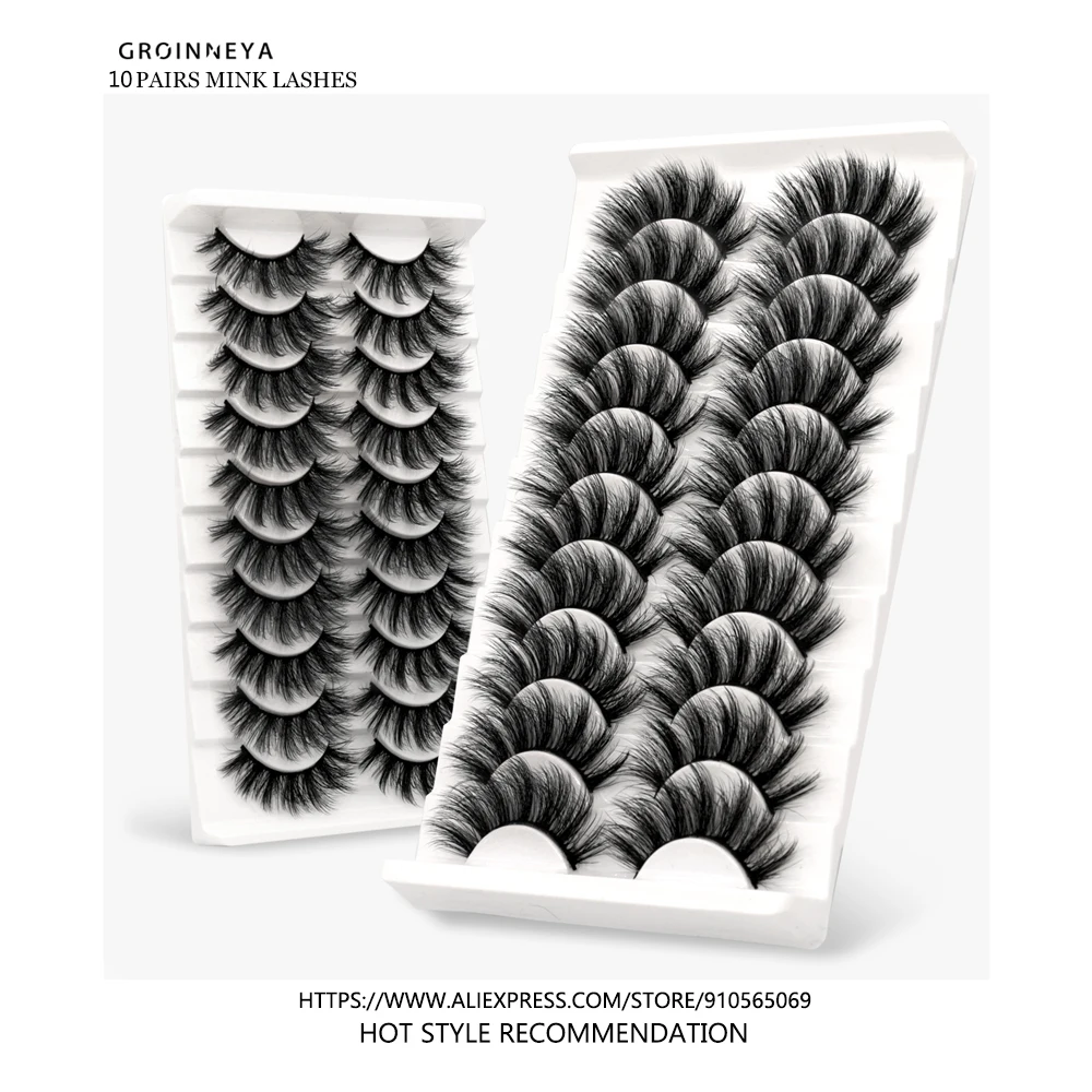 Lashes 5/10 Pairs 3D Faux Mink Lashes Fluffy Soft Wispy Volume Natural long False Eyelashes Eye Lashes Reusable Eyelashs Makeup