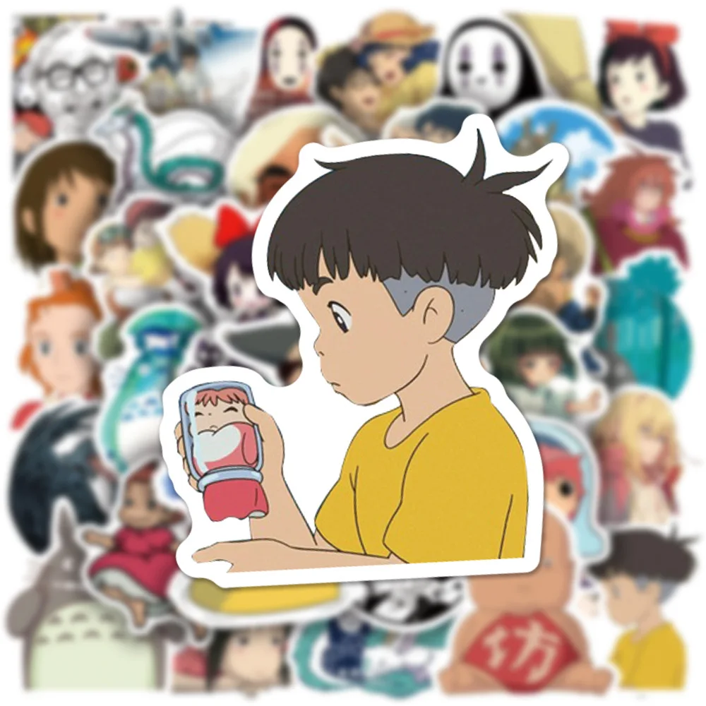 103050100pcs mix anime spirited away my neighbor totoro stickers aesthetic laptop phone luggage car diary kid cartoon decals free global shipping