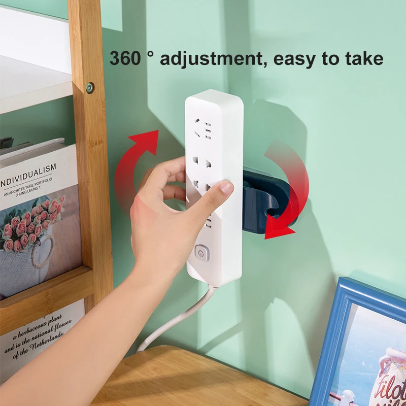 

Wall-Mounted Socket Holder Punch-Free Plug Power Outlet Holder Traceless Fixer Self-Adhesive Socket Retainer Winder Organizer