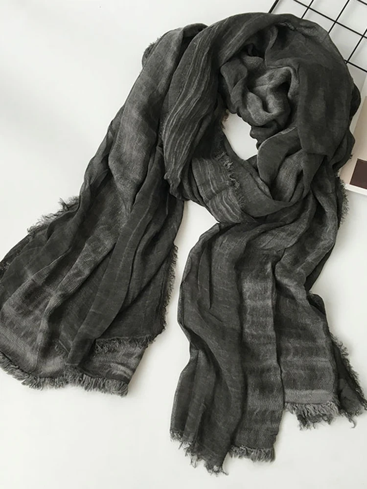 2021 New Japanese Unisex Style Winter Scarf Cotton And Linen Solider Color Long women's Scarves Shawl Fashion Men Scarf