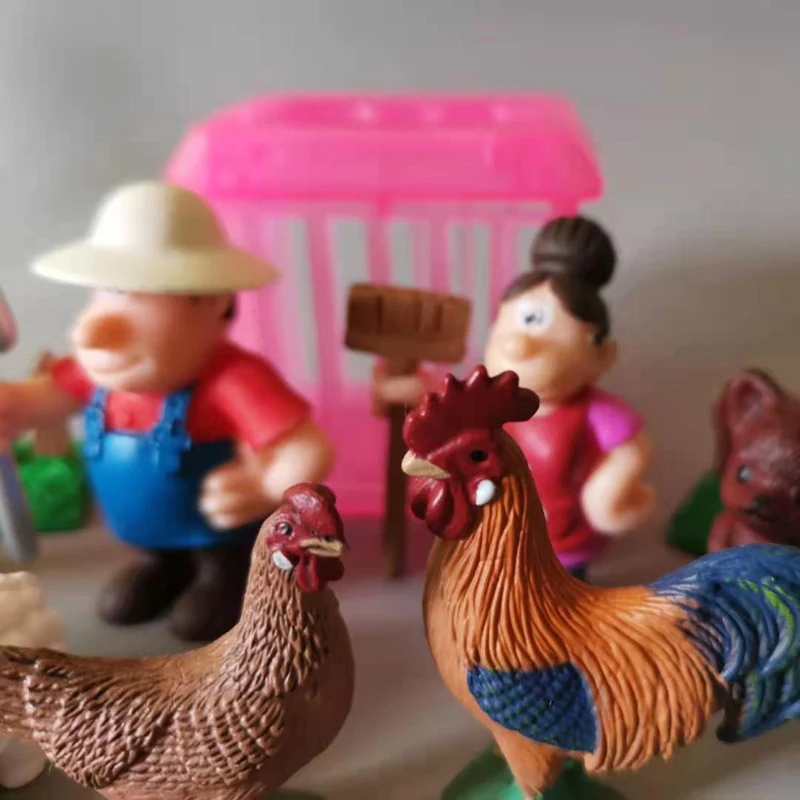

26pcs farmer/animals chick bunny doll house/miniatures/cute/fairy garden gnome/moss terrarium decor/figurine/table decor/statue