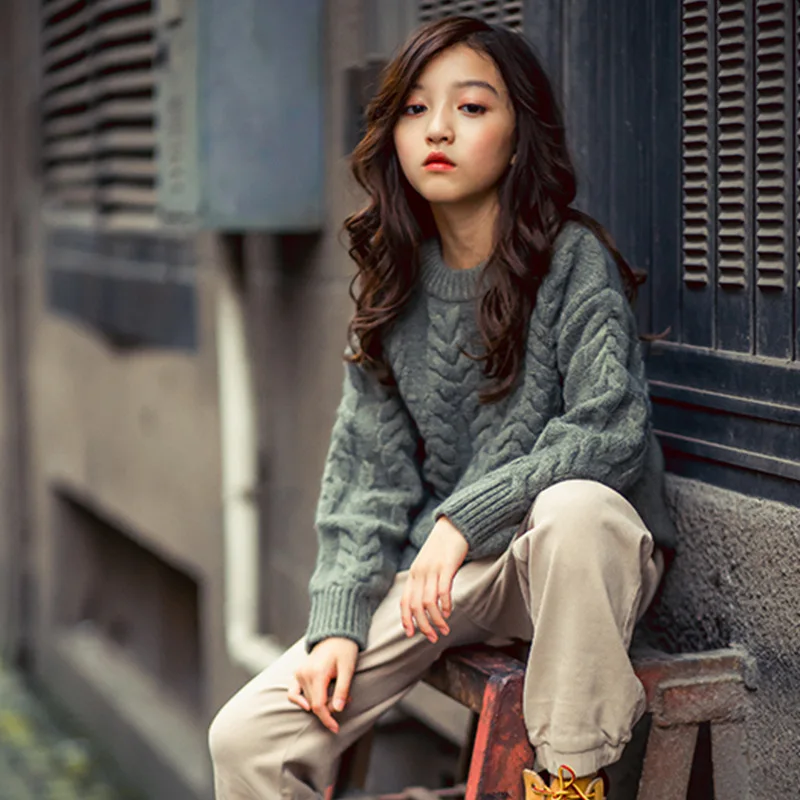 Свитера для девочек костюмы подростков Новинка 2019 года сезон осень-зима Модный