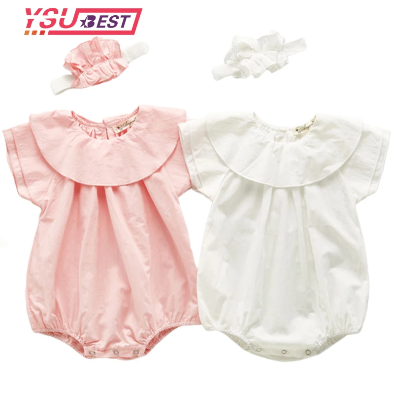 

Женское боди, розовое летнее боди для новорожденных девочек, костюм для скалолазания, детские комбинезоны принцессы, боди с повязкой на гол...