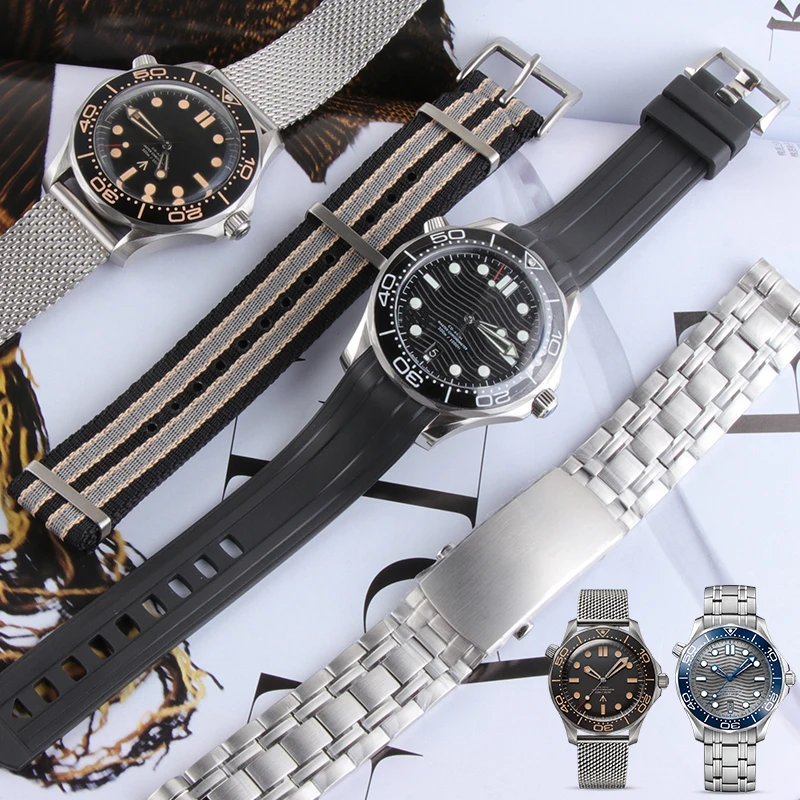 VSF ремешок из нержавеющей стали 007 Nato нейлоновый для Omegawatch 20 мм Seamaster 300 резиновая