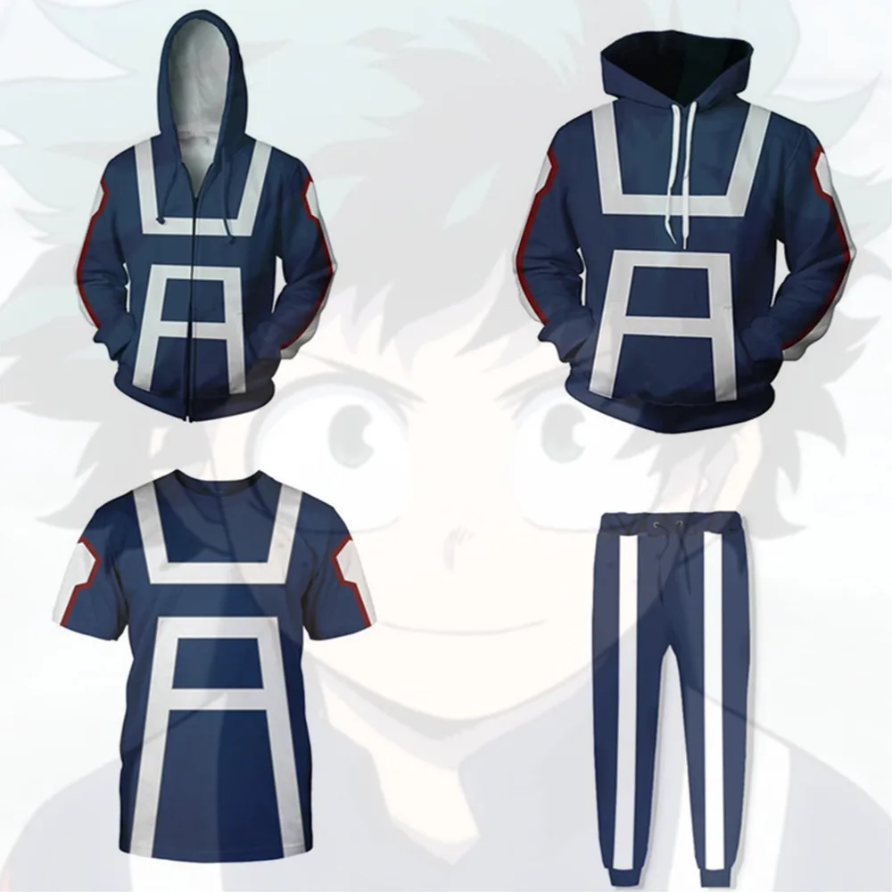 Толстовки с капюшоном для косплея My Hero Academy Midoriya 3D принтом толстовки на молнии