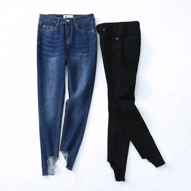 

Джинсы, винтажные брюки-карандаш с эффектом потертости, однотонные минималистские женские джинсы DM001