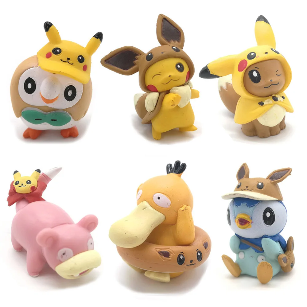 Иви и Пикачу Psyduck Медвежонок Rowlet Piplup фигурка игрушка 4 см ПВХ модель игрушки для