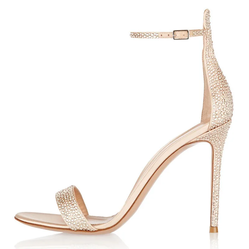 Сандалии женские из натуральной кожи на высоком каблуке с открытым