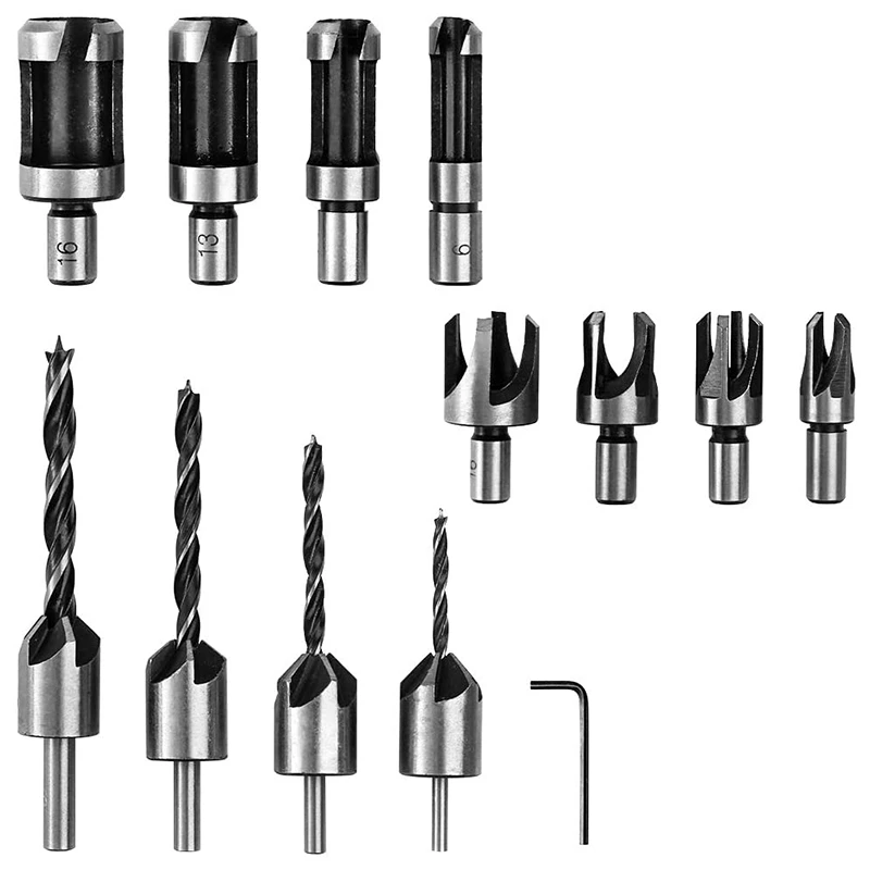 

13Pcs Countersink Drill Bit Woodworking Chamfering Tools Carbon Steel Tapered Drill Bit Claw Drill Bit for Wood