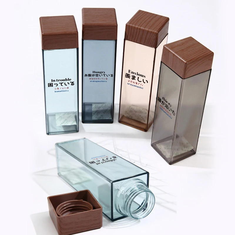 Квадратная бутылка для воды Спортивная школьная питья в японском стиле не