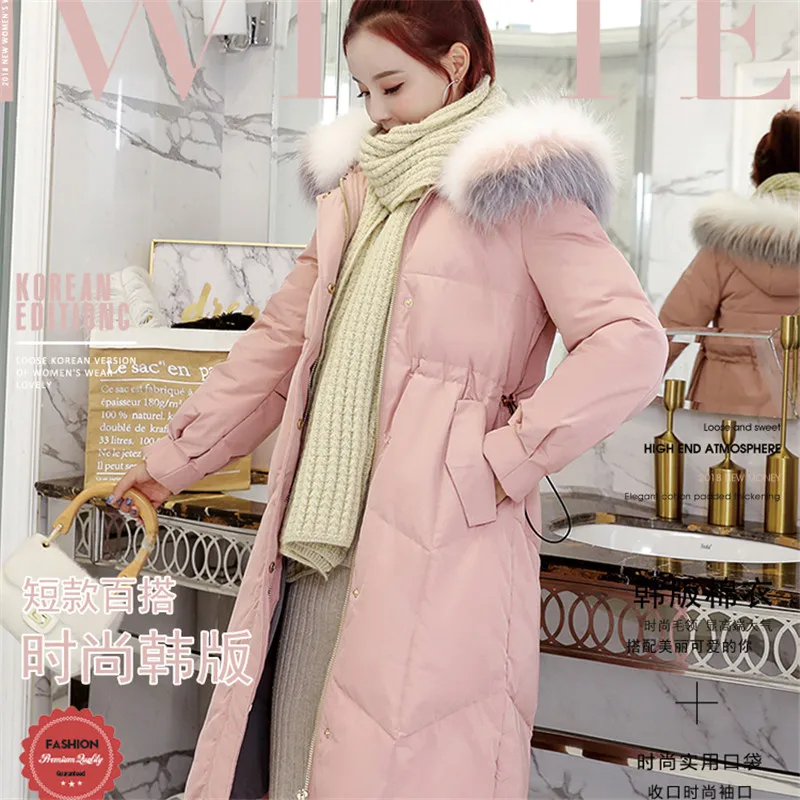 

Down cotton jacket women long winter 2020 winter new loose padded coat fashion casual slim Outerwear over the knee Parka M112