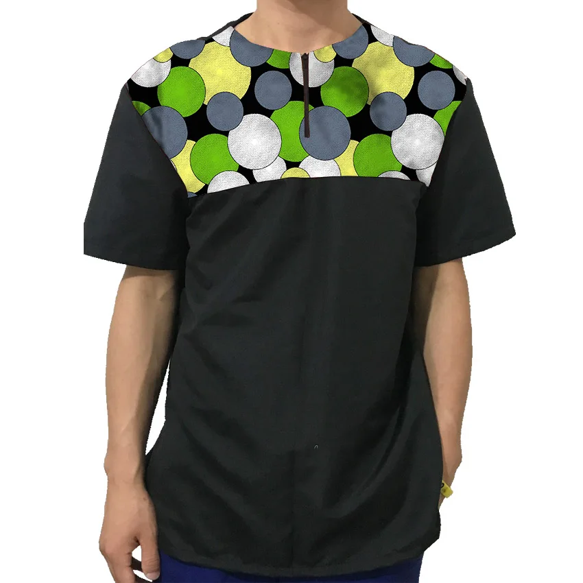 Африканские топы для мужчин с круглым вырезом коротким рукавом Дашики