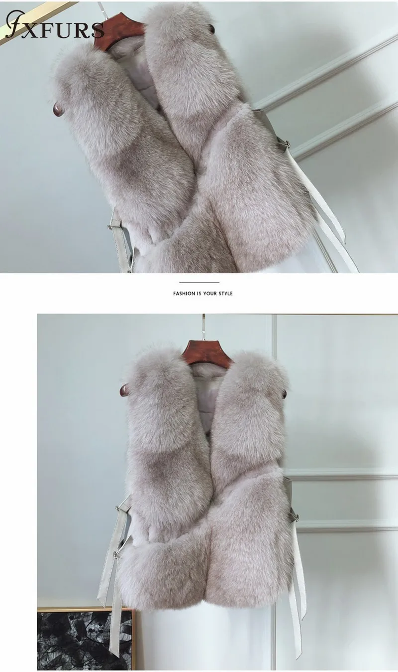 FXFURS женский жилет из натурального Лисьего меха, женский зимний Осенний жилет из натурального Лисьего меха, пальто, Модный женский жилет из натурального меха, женский жилет