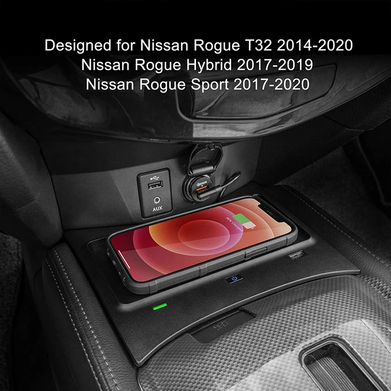 

Car Wireless Charger for Nissan X-trail 2014-2021 Qashqai 2016-2018 Accessories Phone Wireless Charging Pad Mat