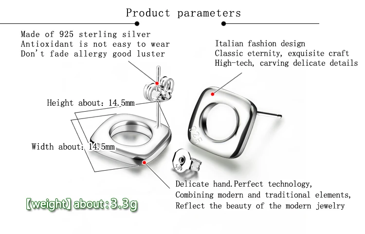 Богемные простые серьги-гвоздики из серебра 925 пробы для женщин лаконичный стиль