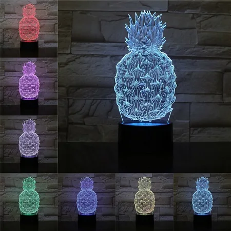 3D Optica завод лампа USB светодиодный ночник кокосовое дерево Клубника день рождения подарок на праздник для детей абстрактный акриловый Lamparas - Испускаемый цвет: D