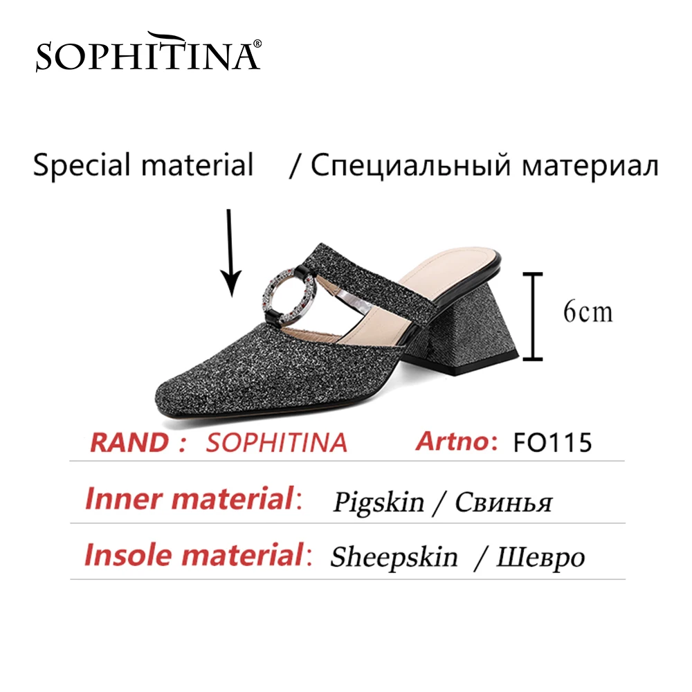 

SOPHITINA Pumps Shoes Women Genuine Leather Mules Stylish Strange Heel Fashion Pointed Toe Spring Autumn Bling Dress Pump FO115