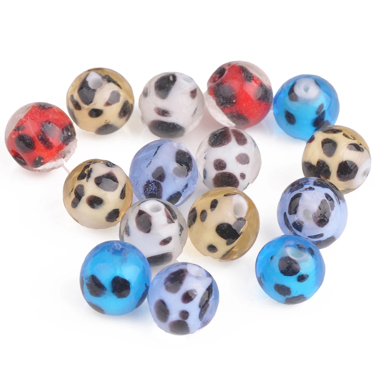 

10pcs 10mm Round Spots Lampwork Crystal Glass Loose Beads for DIY Crafts Jewelry Making Findings