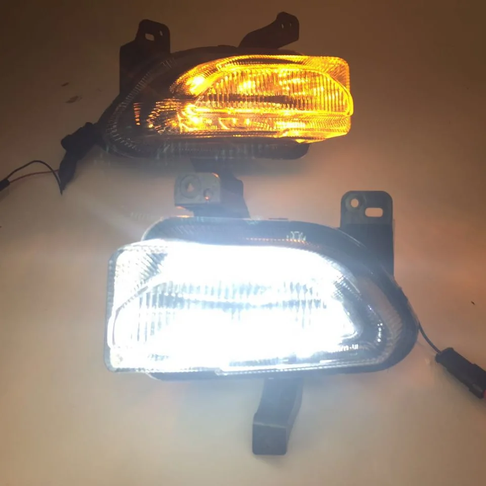 1 комплект для Jeep renegade 2015 2016 2017 2018 светодиодный DRL Дневной светильник s с желтым