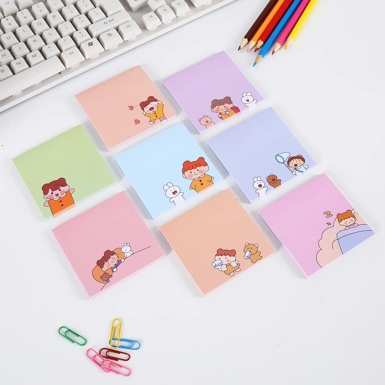 

50Page Creativity Korea Cute Girl Notebook Tearable Portable Memorandum Sticky Notes Stationary Memo Pads Office Tag Daily Plan