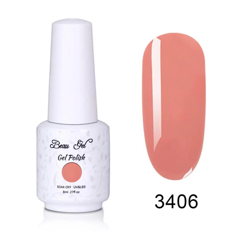 3406 Beau Gel 8ml Nude Color UV Gel Nail Polish Soak Off Vernis Semi Permanent Hybrid Varnish Gellak Enamel Lacquer Jelly Gel Polish - Цвет: 3406