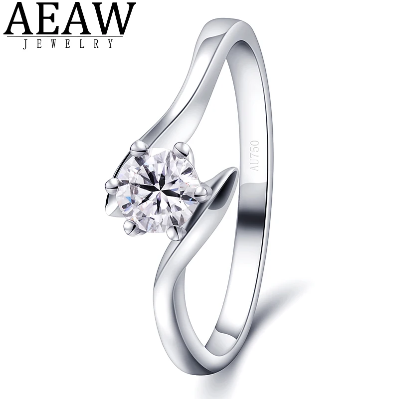 

Чистое Белое золото 10 карат, сверкающий классический набор из 6 Зубцов, натуральная искусственная кожа 0,3 карата для женщин, модные ювелирны...