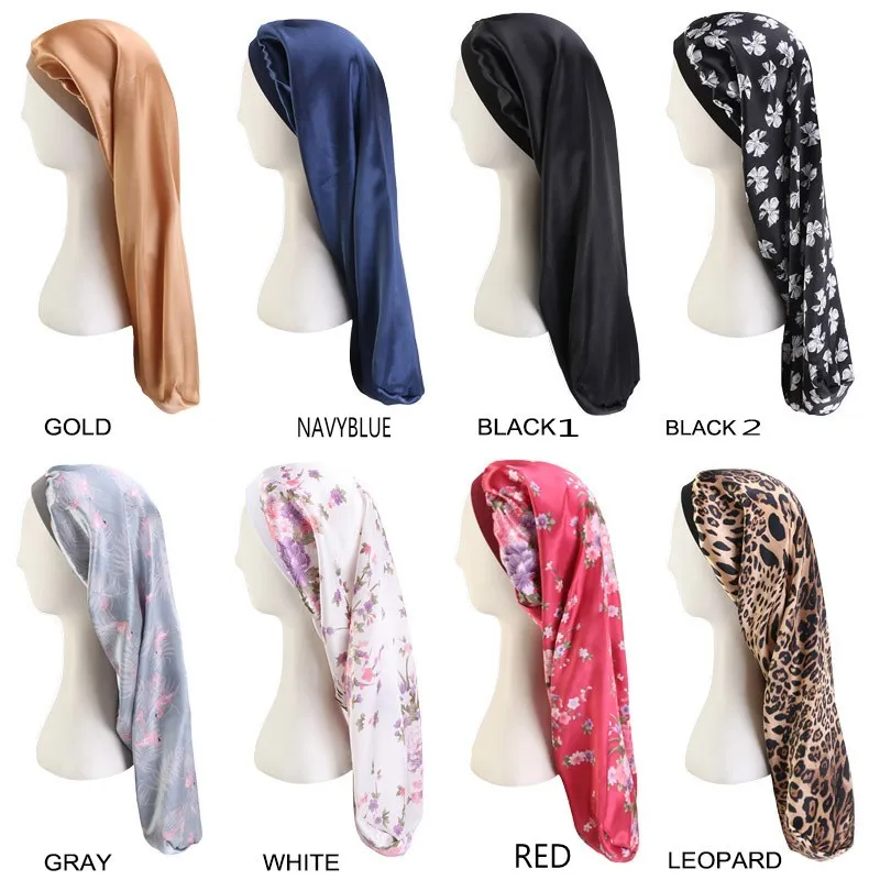 Модная шапка для женщин цветочный принт эластичная тюрбан сна длинная