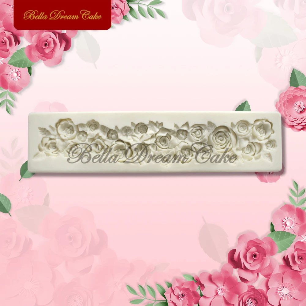 

Mini Rose Flower Design Silicone Mold Fondant Cake Border Moulds DIY Handmade Clay Molds Cake Decorating Tools Kitchen Bakeware