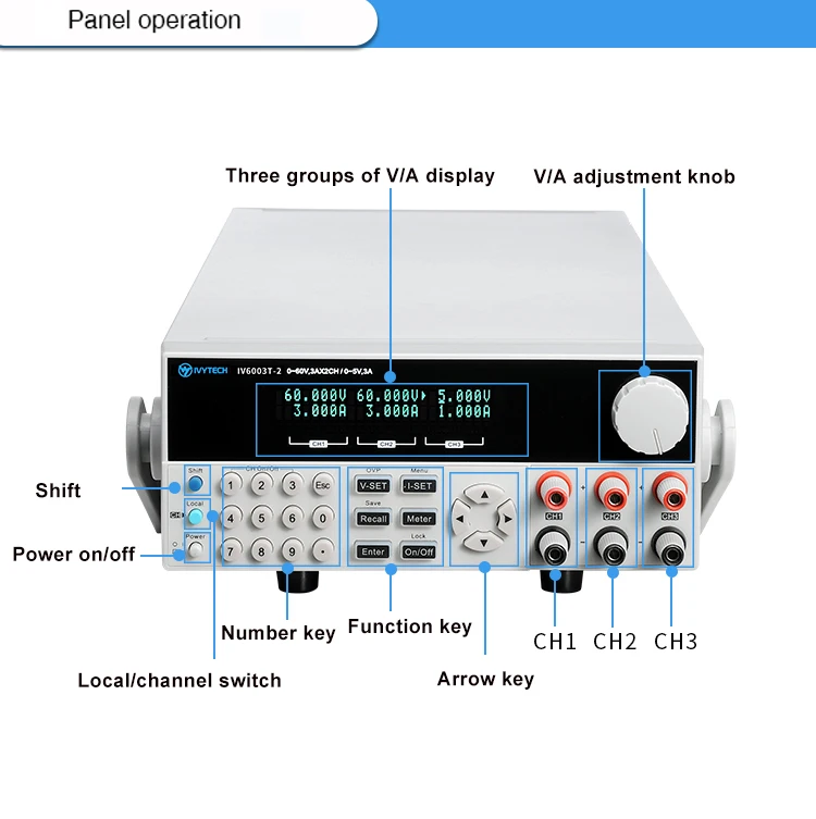 Программируемый Регулируемый трехканальный источник питания постоянного тока 30
