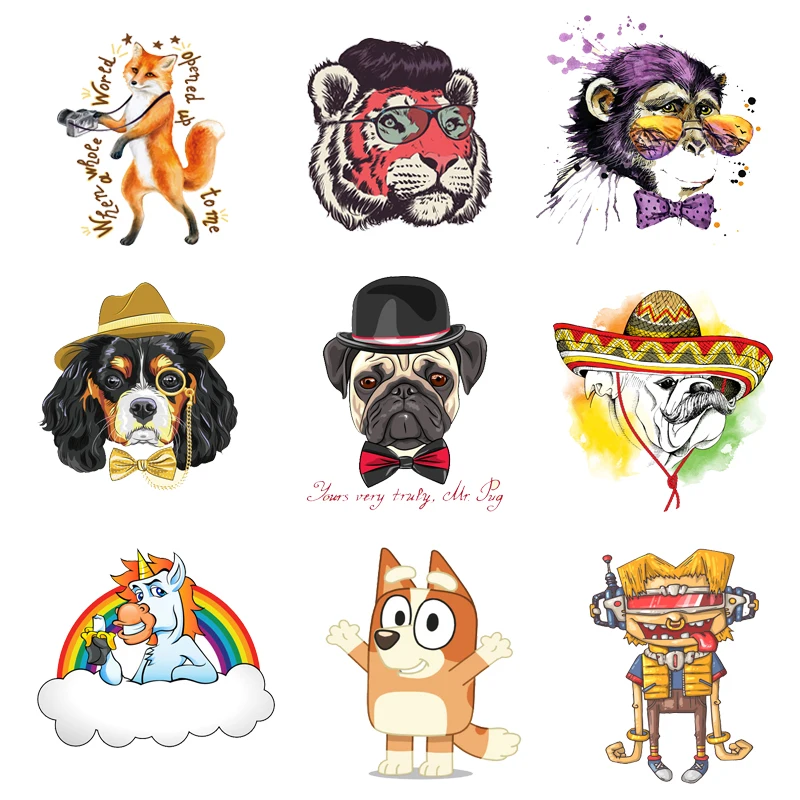 

Iron-on Transfers for Clothing Ironing Patches Animals T-Shirt Stickers Diy Patch Flex Fusible Transfer Vinyl Adhesive Stripe F